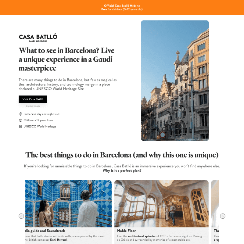 Casa Batlló landing page