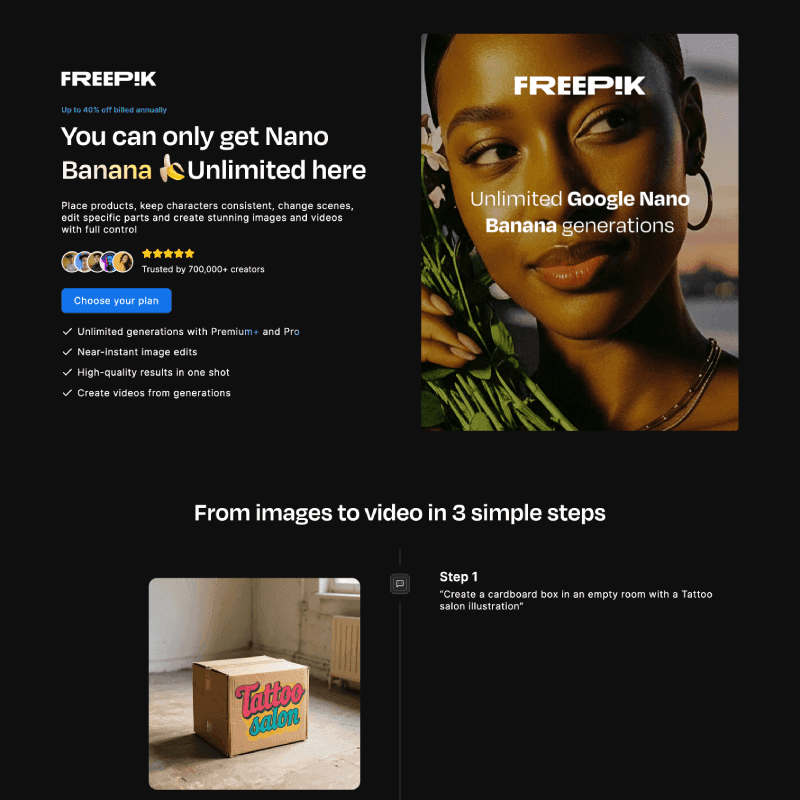 Freepik landing page