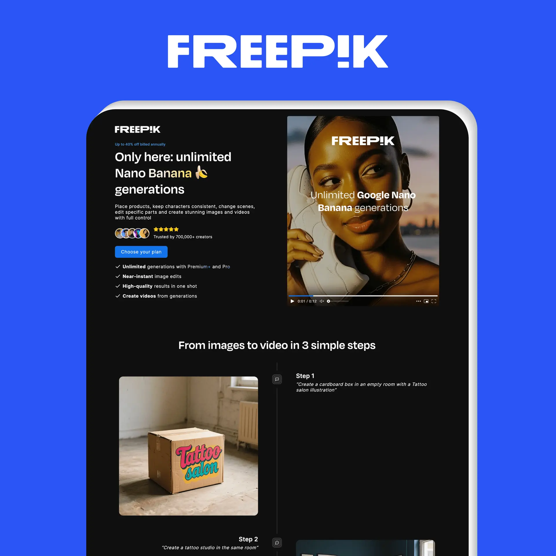Freepik landing page
