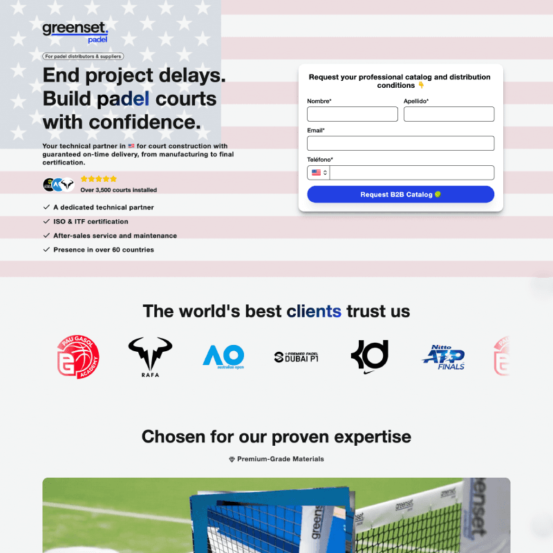 Greenset landing page