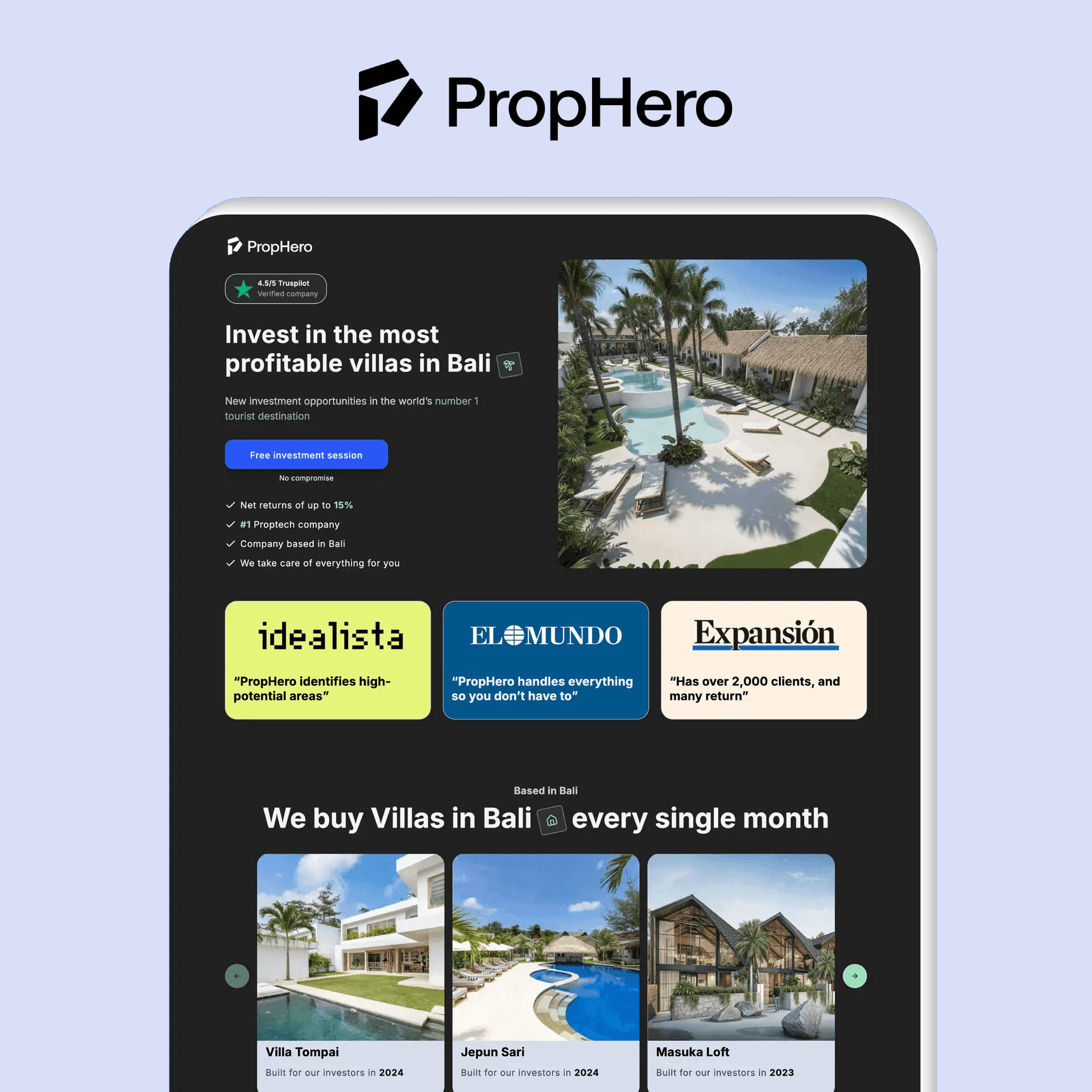 PropHero landing page